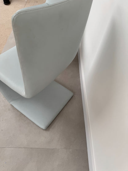 2 x Ex Display Ronaldo Venere Leather dining Chairs sky Blue AX016