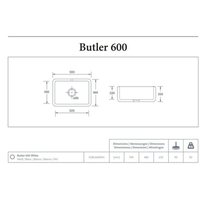 NEW Perrin & Rowe PRBU600WH Butler Sink basin white Shaws Of Darwen 2460 BR4396