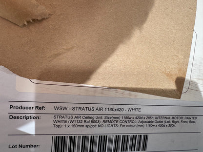 NEW Westin STRATUS AIR 1180 Built In ceiling Extractor Hood blower white BR4338