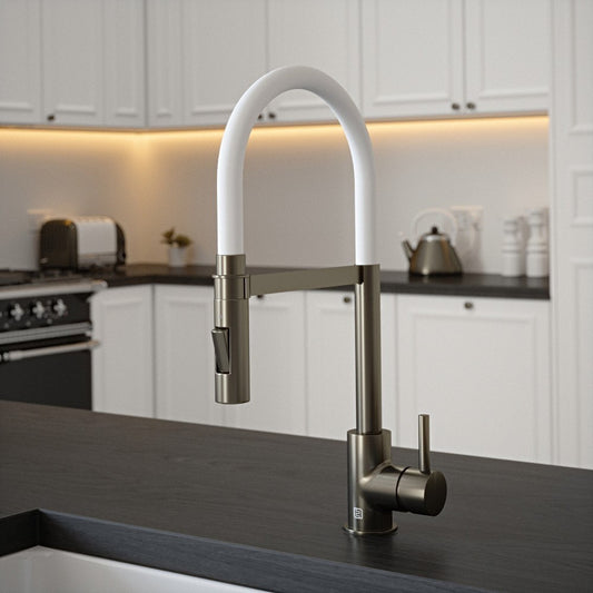 NEW White Gunmetal Spray Hose Mixer tap Victoria plumbing tap factory AX4555