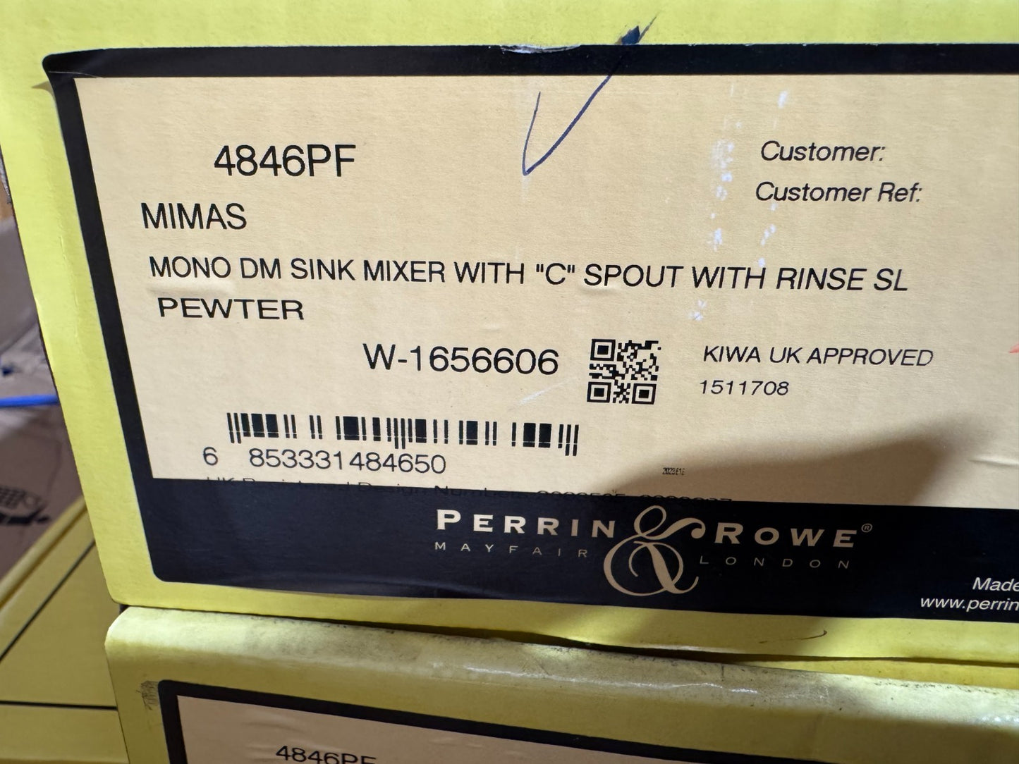 NEW Perrin & Rowe 4846PF Mimas Kitchen Tap Lever Handle & Rinser PEWTER BR4182