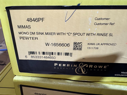 NEW Perrin & Rowe 4846PF Mimas Kitchen Tap Lever Handle & Rinser PEWTER BR4182