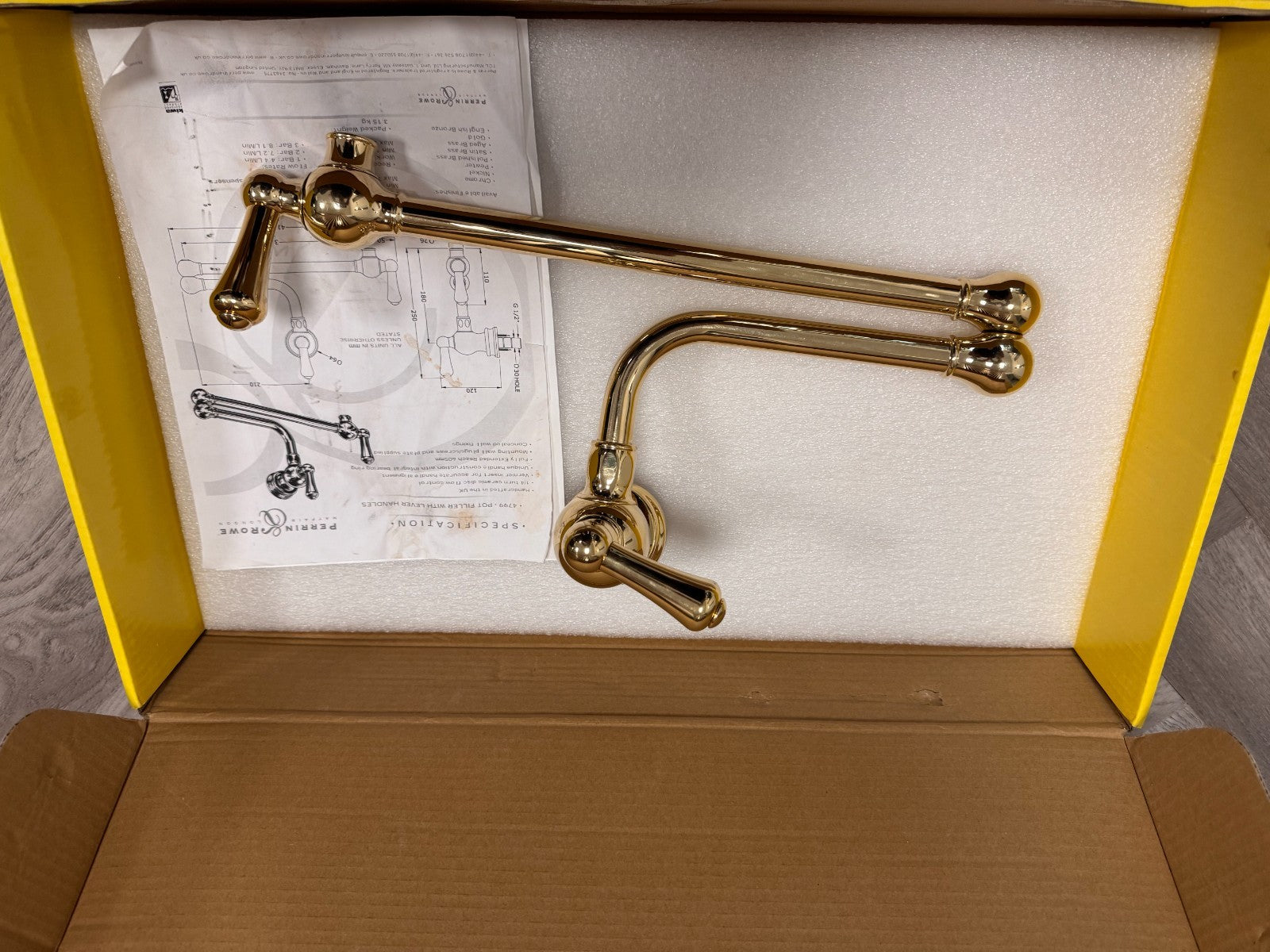 UNUSED Perrin & Rowe Phoenician 4799IG Pot Filler Tap GOLD lever AX4652