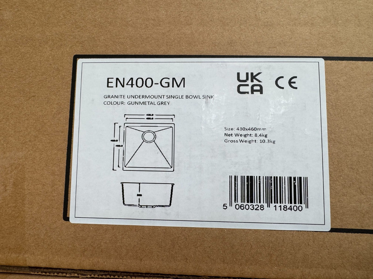 New Gunmetal Grey Single Bowl Composite Kitchen Sink Basin AX4322