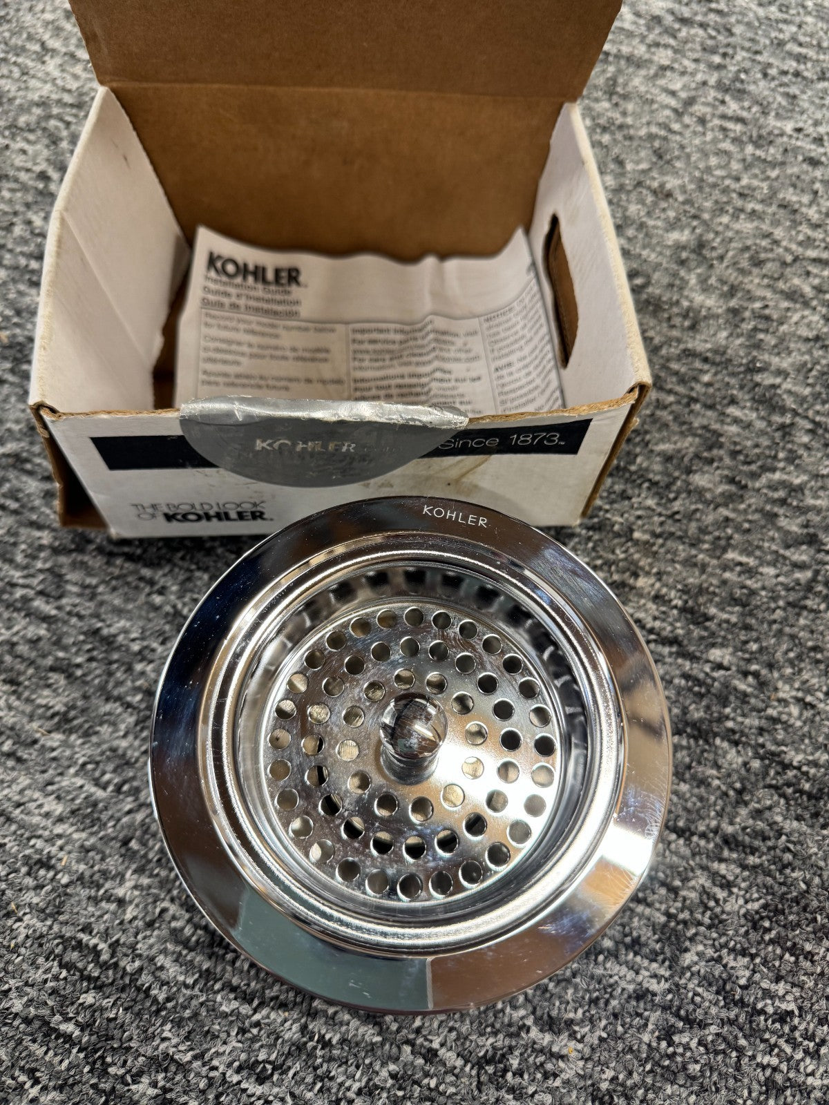 NEW Kohler 8801-CP Sink Strainer Basket Waste Plug CHROME BR4290