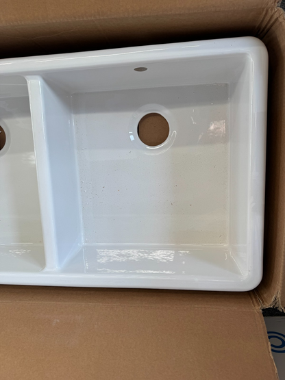 NEW Whitebirk Stonyhurst Ceramic White Kitchen Double bowl sink Shaws BR4341