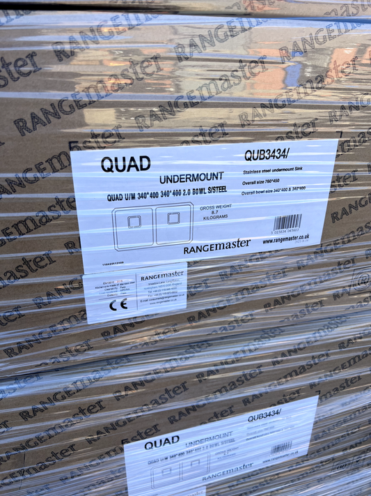 New Rangemaster Atlantic Quad Stainless Steel 1.5 bowl Kitchen Sink QUB 3434
