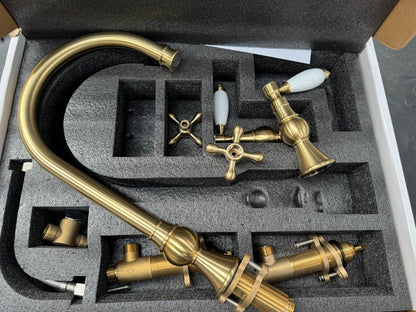 NEW Traditional 3 Hole Brass Kitchen Mixer Victoria plumbing tap factory AX4527