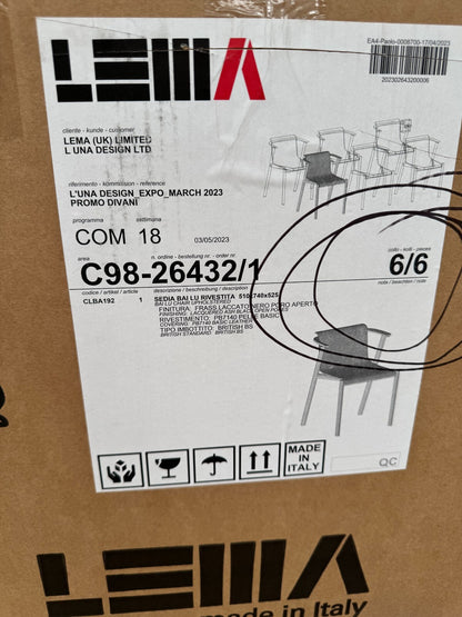 NEW 6 Lema Mobili Bai Lu Chair Leather by Neri & Hu Black Brown AX019