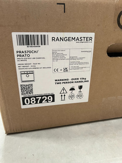 NEW Rangemaster PRA570CH/ prato Igneous Inset Single Bowl Sink Charcoal BR4004