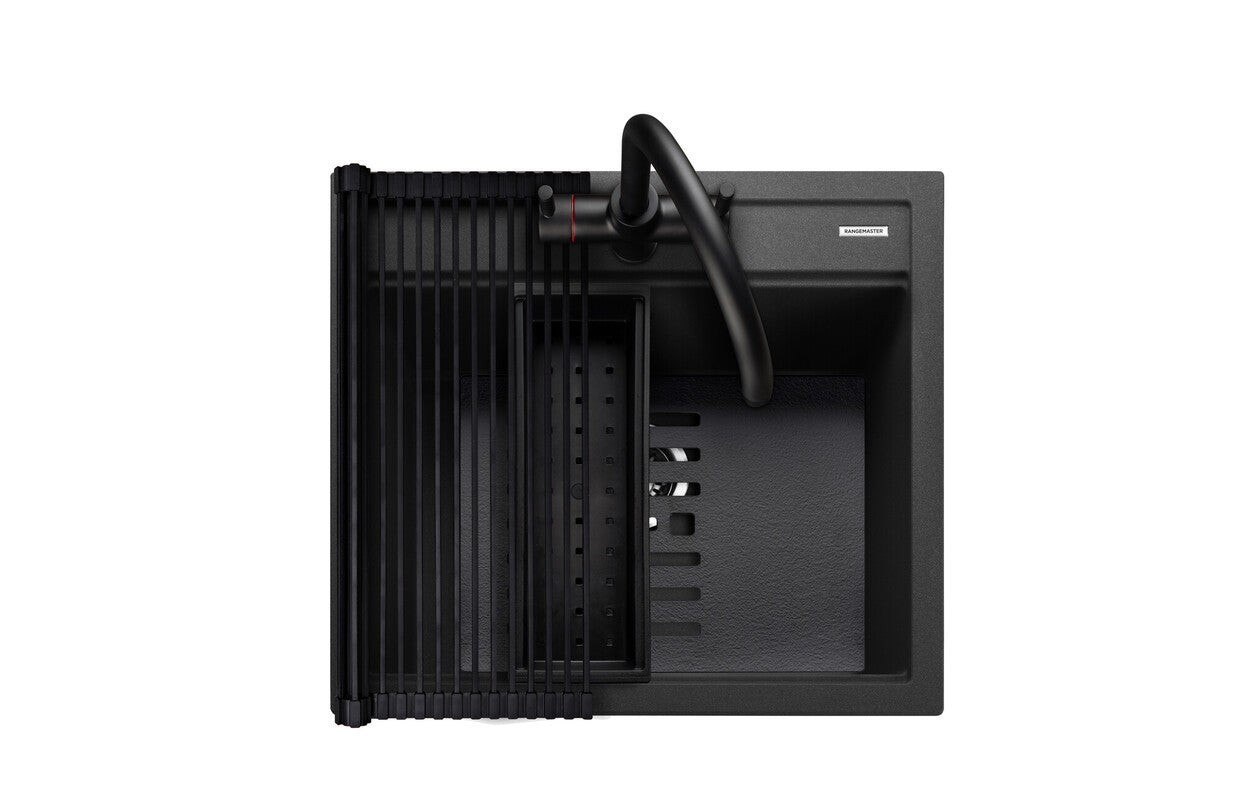 NEW Rangemaster PRA570CH/ prato Igneous Inset Single Bowl Sink Charcoal BR4004