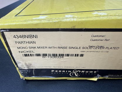 NEW Perrin & Rowe 4346NIBNI Parthian Kitchen Tap & Rinse NICKEL AX4430