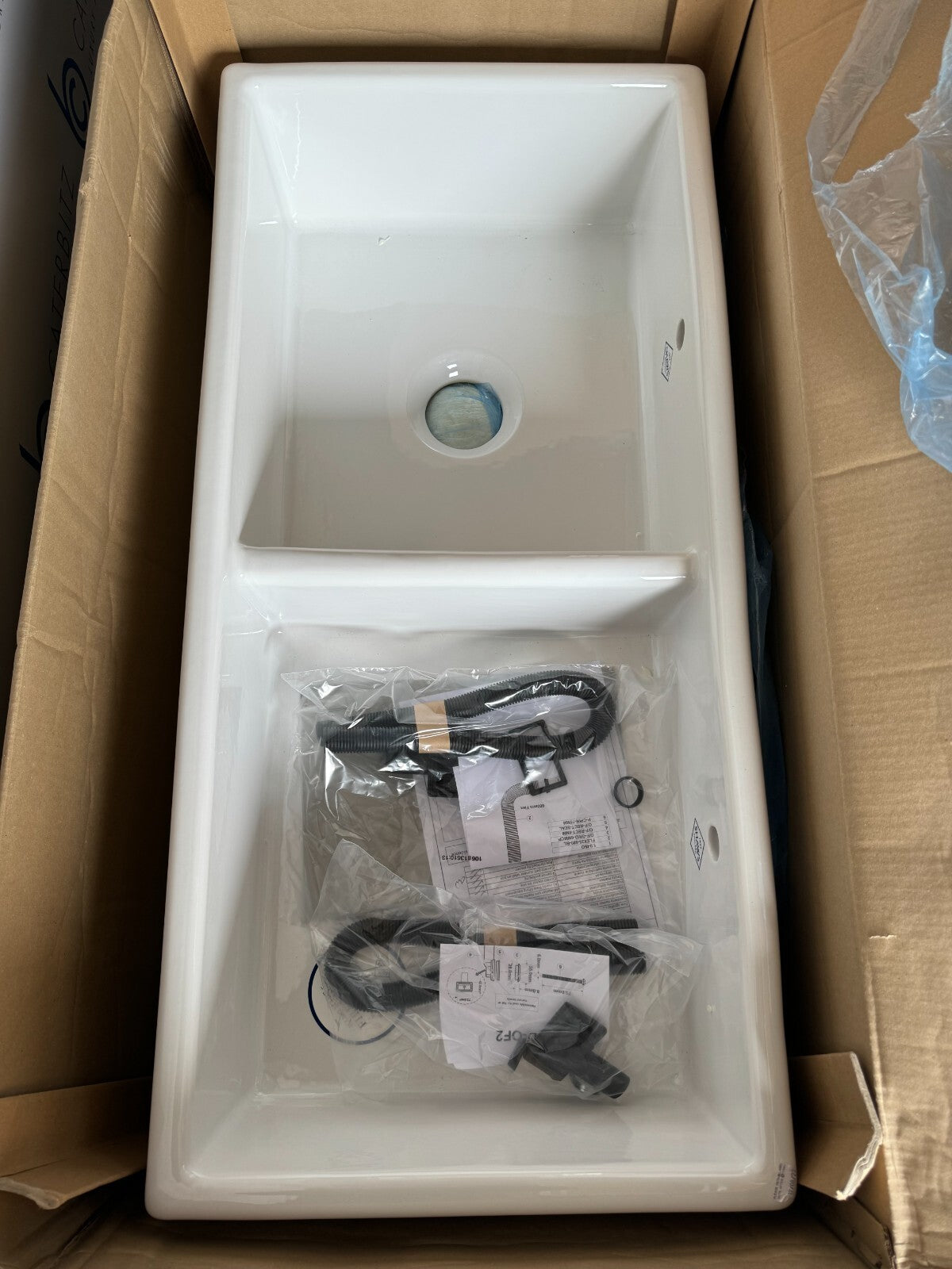 New Shaws Of Darwen SCSH101WH White Ceramic Double Bowl Kitchen Sink BR4401