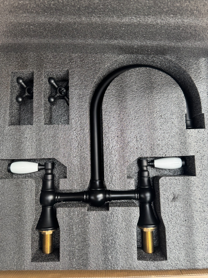 NEW Traditional Bridge Mixer tap Victoria plumbing tap factory BLACK AX4545