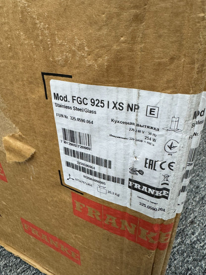 NEW Franke FGL 925 I XS NP 90cm Wide ISLAND Hood Extractor BR772