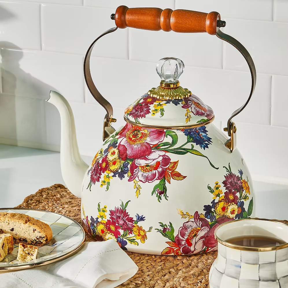 NEW Mackenzie Childs Flower Market 89236-95 3 Quart Large Kettle stove IN STOCK