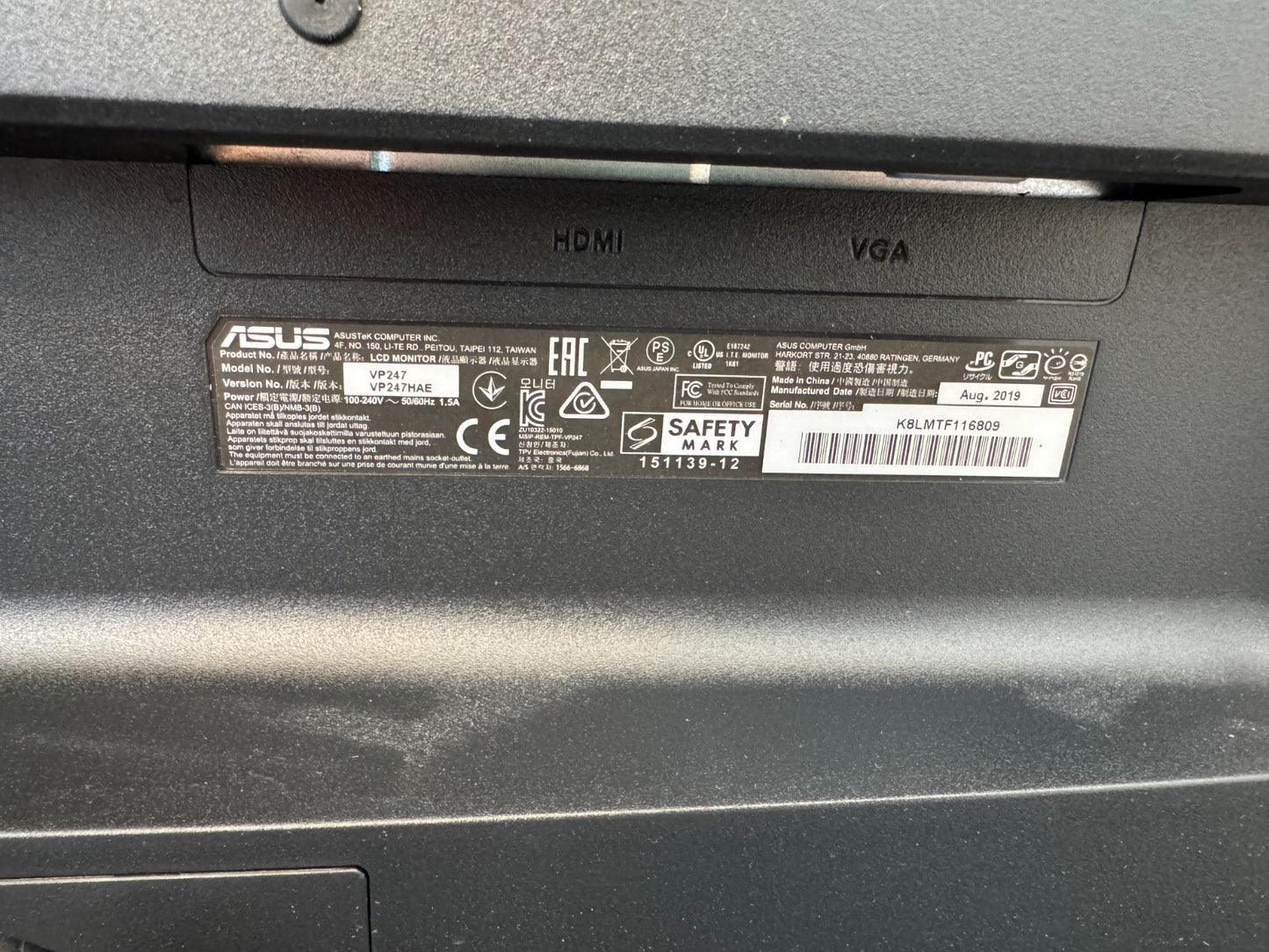 ASUS VP247HAE Eye Care Monitor 23.6 Inch Full HD Computer Screen