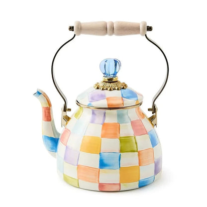 NEW Mackenzie-Childs Confetti Check 2 Quart Tea Stove Kettle IN STOCK ltd editio