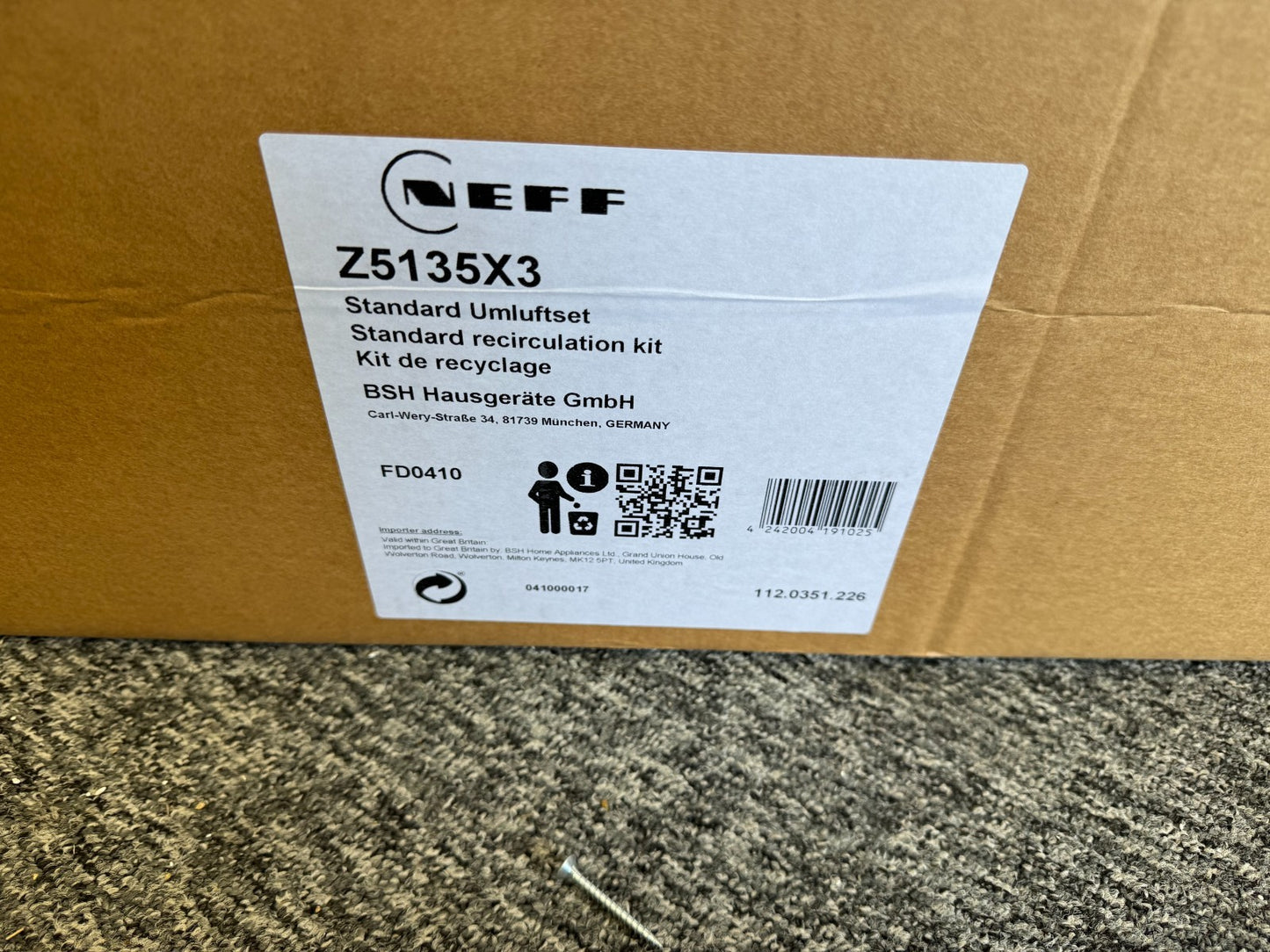 NEW Neff Z5135X3 Recirculating Filter kit for Extractor Hood BR4275