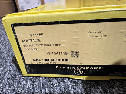 NEW Perrin & Rowe 4741Ni Aquitaine kitchen Sink Mixer tap Lever NICKEL BR4190
