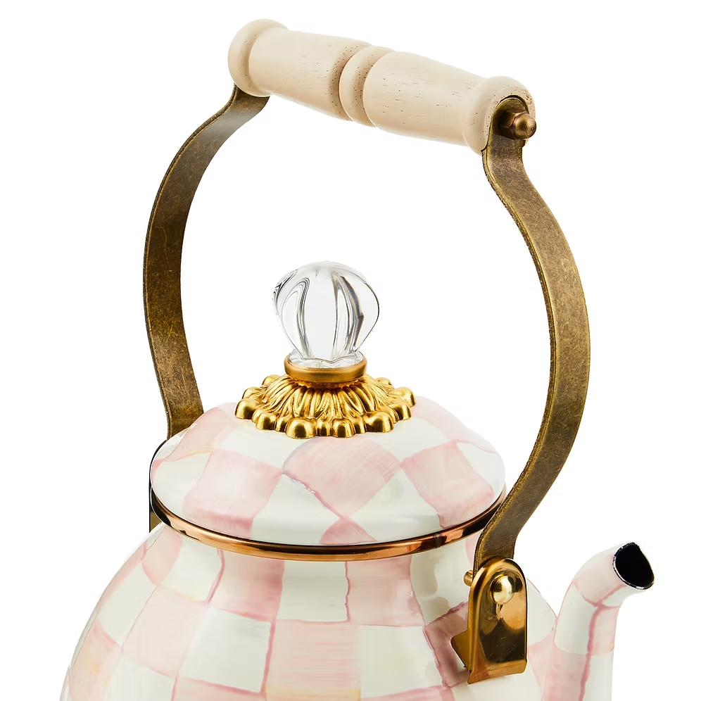 NEW Authentic Mackenzie Childs Rosy Check Tea Kettle Stove IN STOCK all sizes