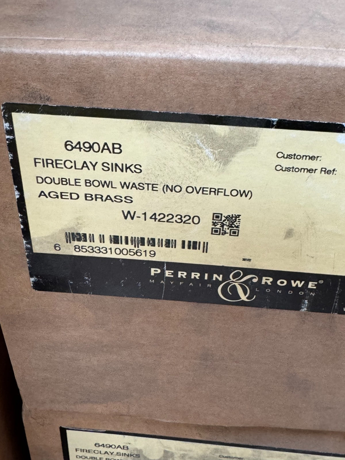 NEW Perrin & Rowe 6490AB DOUBLE Bowl sink Waste NO overflow AGED BRASS AX4332