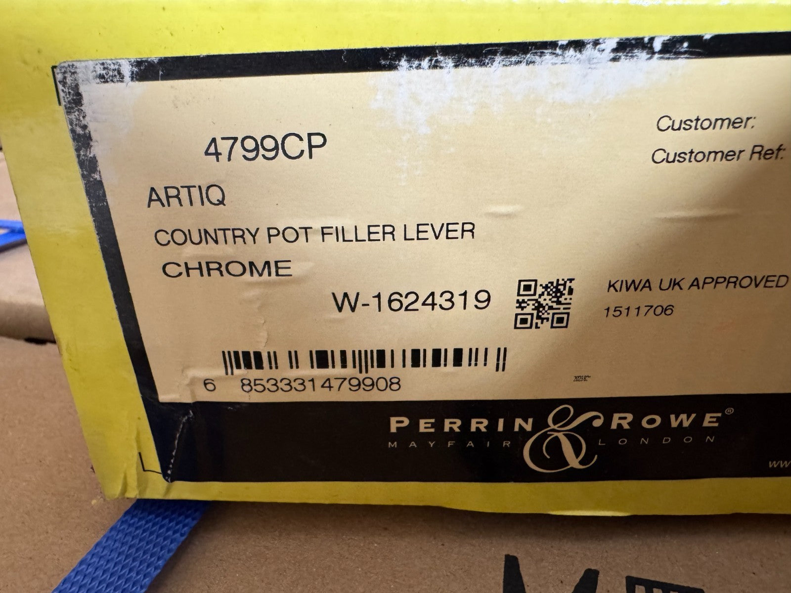 NEW Perrin & Rowe 4799CP Pot Filler Kitchen Tap with Lever CHROME BR4183