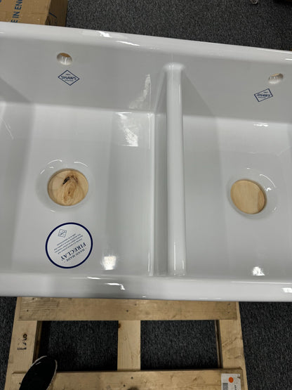 NEW Shaws Of Darwen SCSH900WH Double Bowl Kitchen Sink Basin white BR604