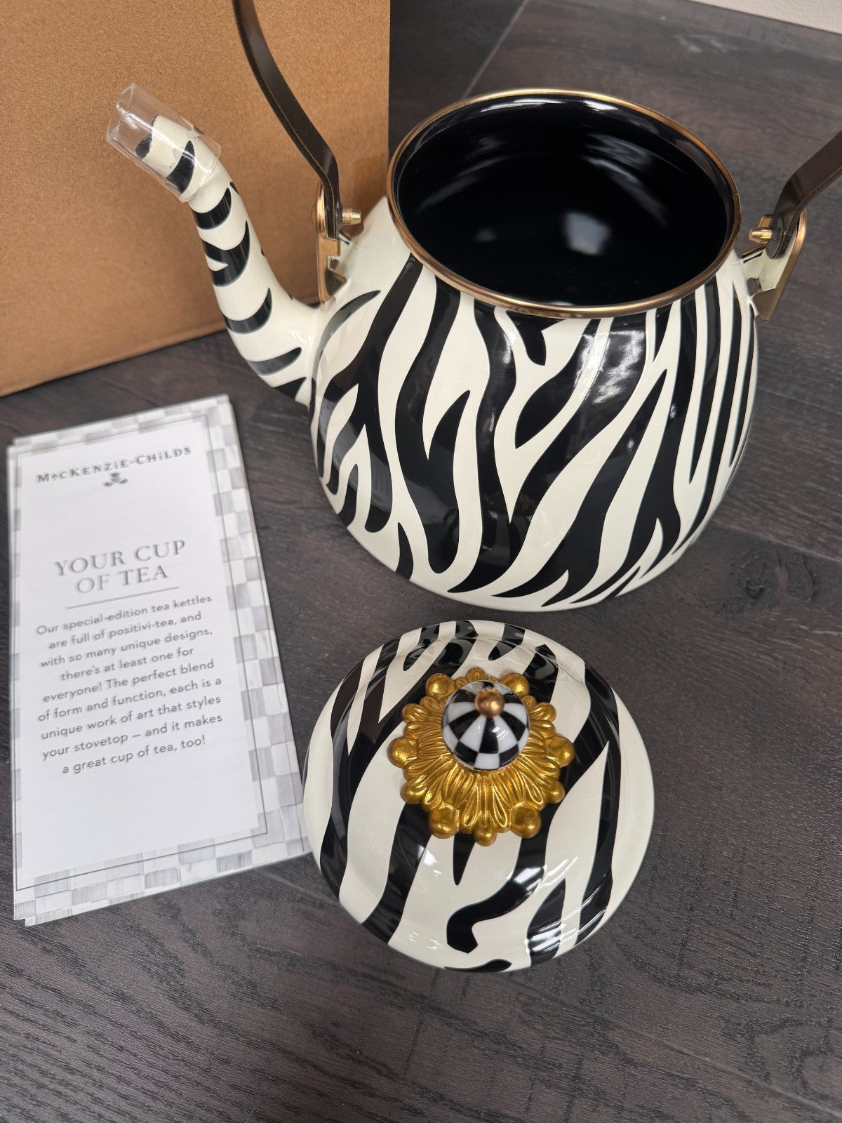 NEW Mackenzie-Childs 89257-1144 Zebra 2 Quart Tea Kettle Limited Edit IN STOCK