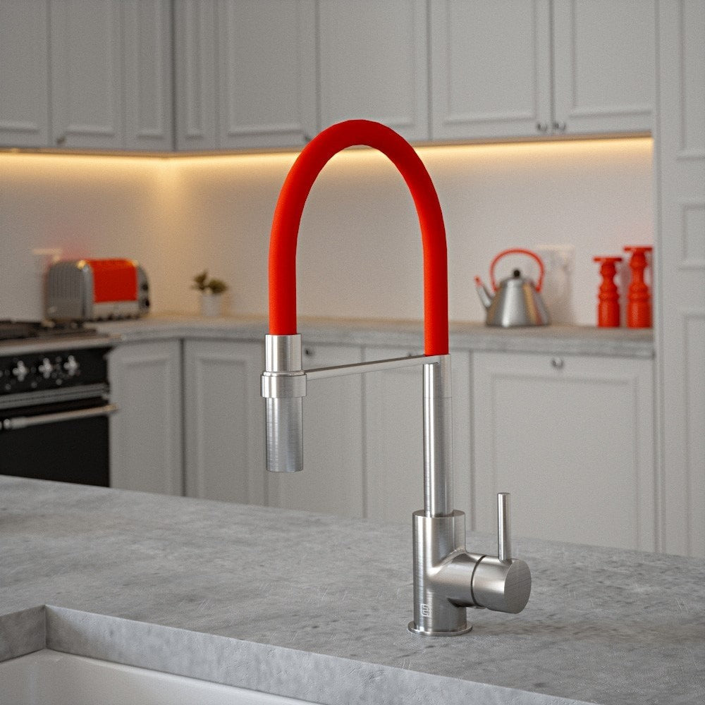 NEW Red Spray Hose pull out Mixer tap Victoria plumbing tap factory Steel AX4547