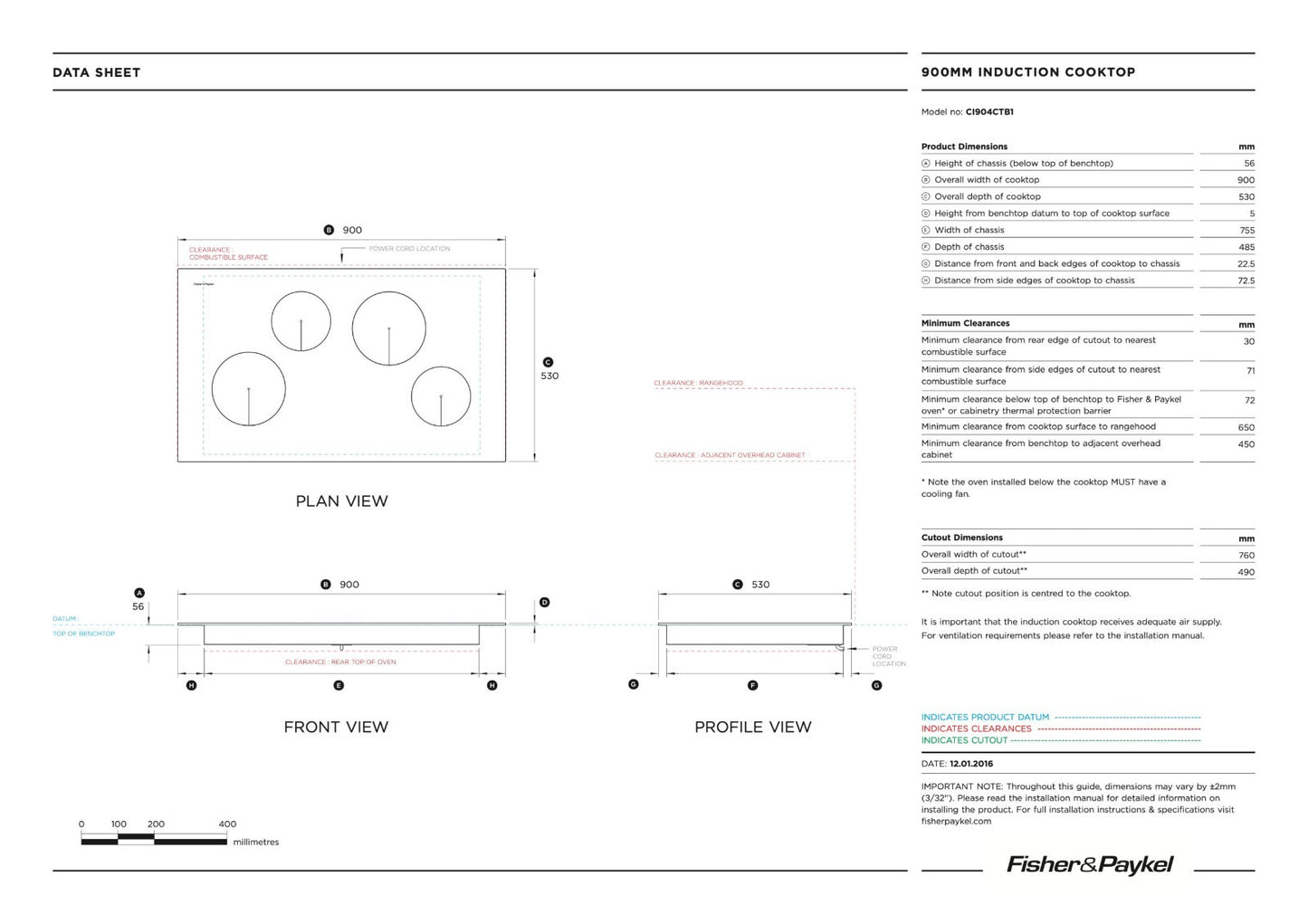 NEW Fisher & Paykel Series 5 CI904CTB1 90cm Wide Black Induction Hob Cooktop BR