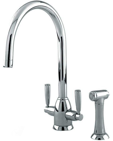 NEW Perrin & Rowe 4866PF Oberon Kitchen Mixer Tap and Rinse PEWTER BR4199
