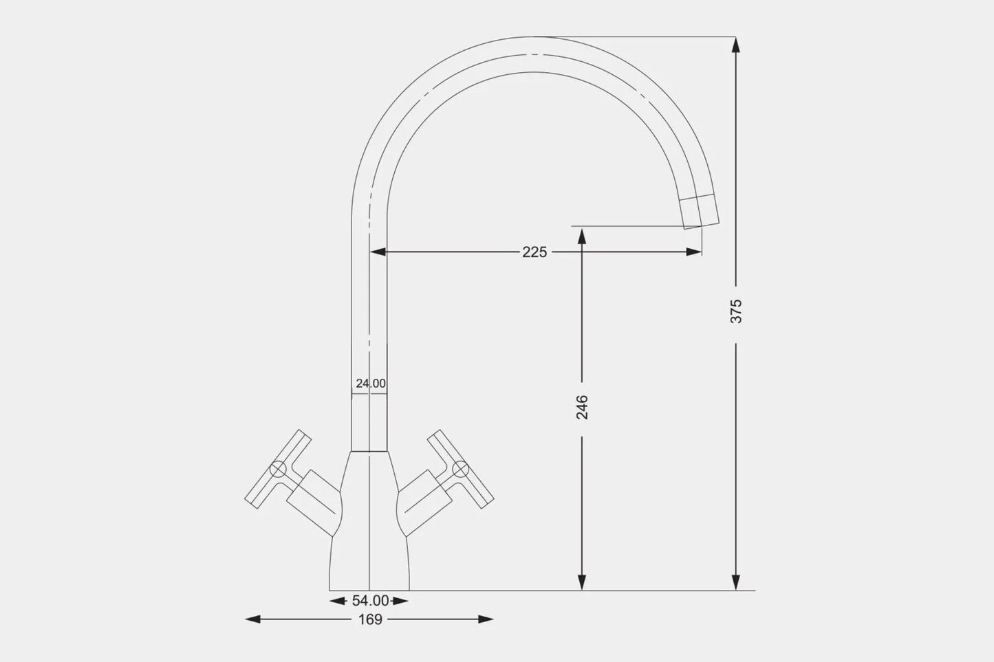 NEW Tap Factory Carysil Kitchen MIXER tap swan neck crosshead Chrome AX4523