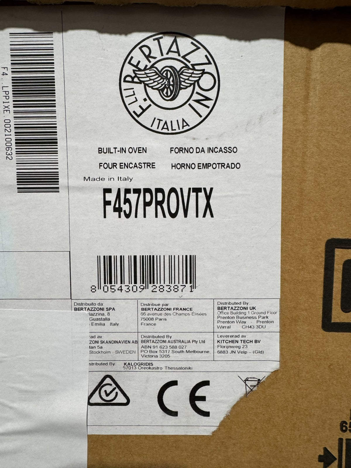 NEW Bertazzoni F457PROVTX Professional Combi Steam Oven 60x45 BR4410