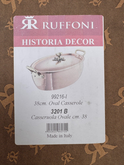 NEW Ruffoni 99216 Historia Decor Copper Oval Casserole Pot Pan 38cm mauviel
