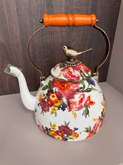 NEW Mackenzie-Childs Flower Market 3 Qt Tea Stove Kettle Limited Edit IN STOCK