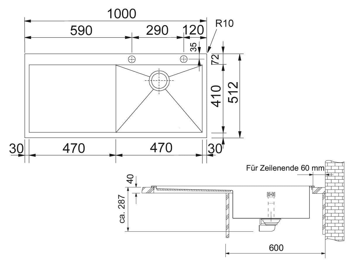NEW Franke flush mount inset sink Planar PPX 211 stainless Steel 127.0203 BR694