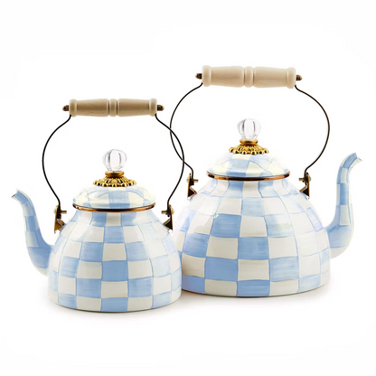 NEW Authentic Mackenzie Childs Sky Check 2 Quart Tea Kettle  CookShop IN STOCK