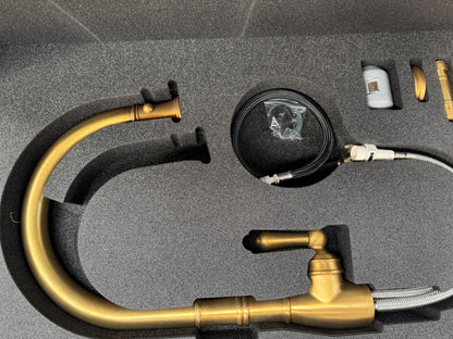 NEW Perrin & Rowe 4744AB Aquitaine Provence Kitchen pull down Tap BRASS  AX4308
