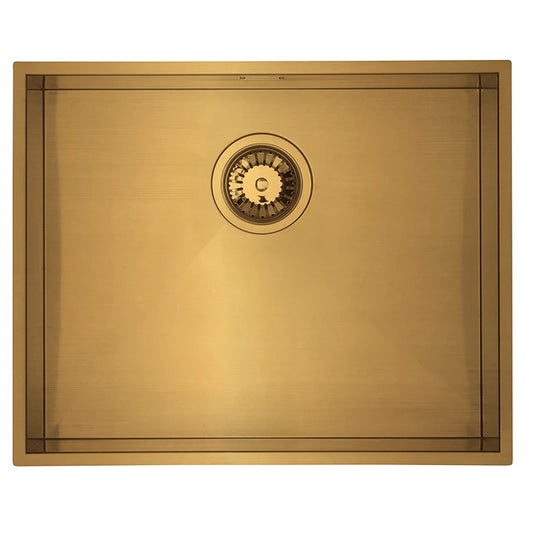 NEW Gold Brass Undermount Single Bowl Kitchen Sink 530 x 430mm AX4316