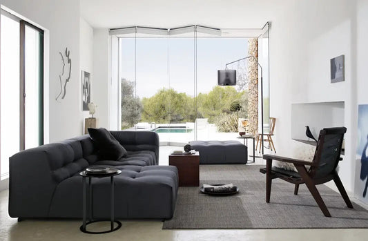 Ex Display B&B Italia Tufty Too Left hand Corner Sofa Chair black/ grey 2 piece