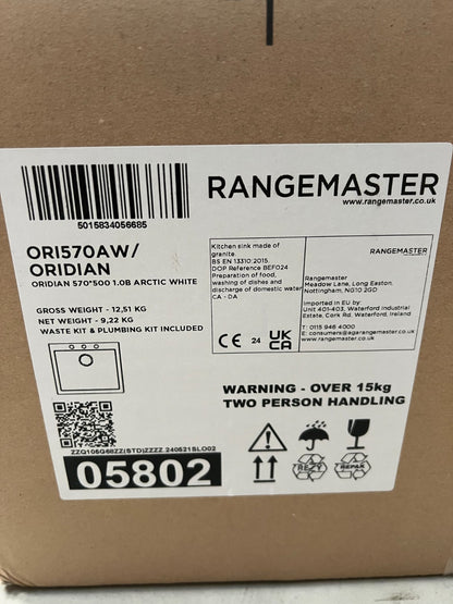 NEW Rangemaster ORI570AW/ Oridian Inset Rangemaster Igneous Granite Sink BR4005