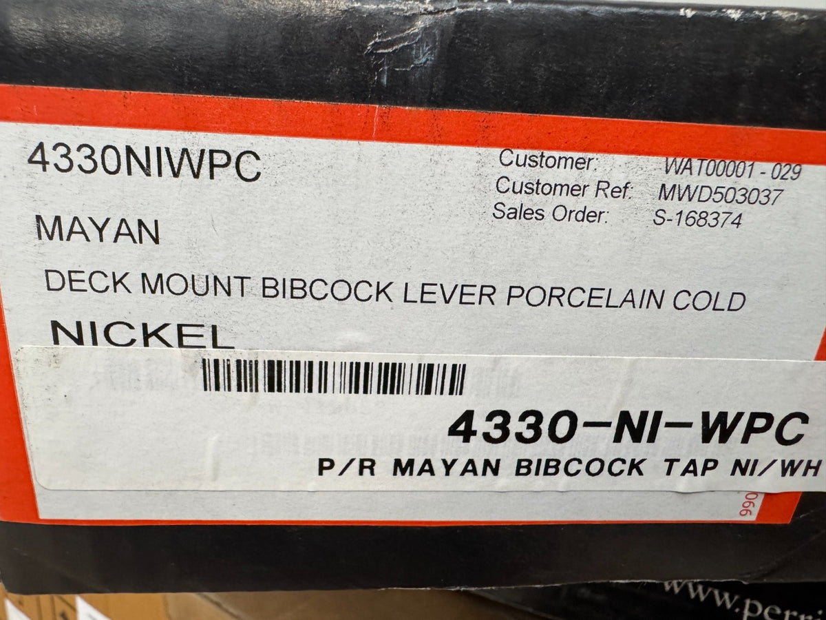 NEW Perrin & Rowe 4330NIWPC Mayan Bibcock COLD Tap Nickel AX4459