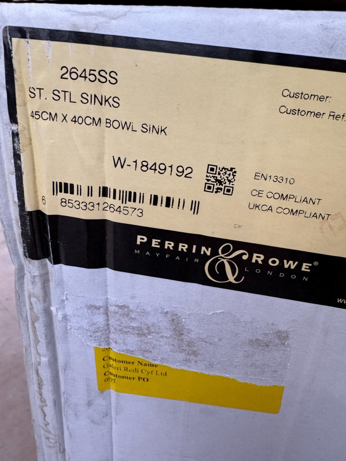 NEW Perrin & Rowe Stainless Steel Sink Basin 450mm 2645SS Ax4461