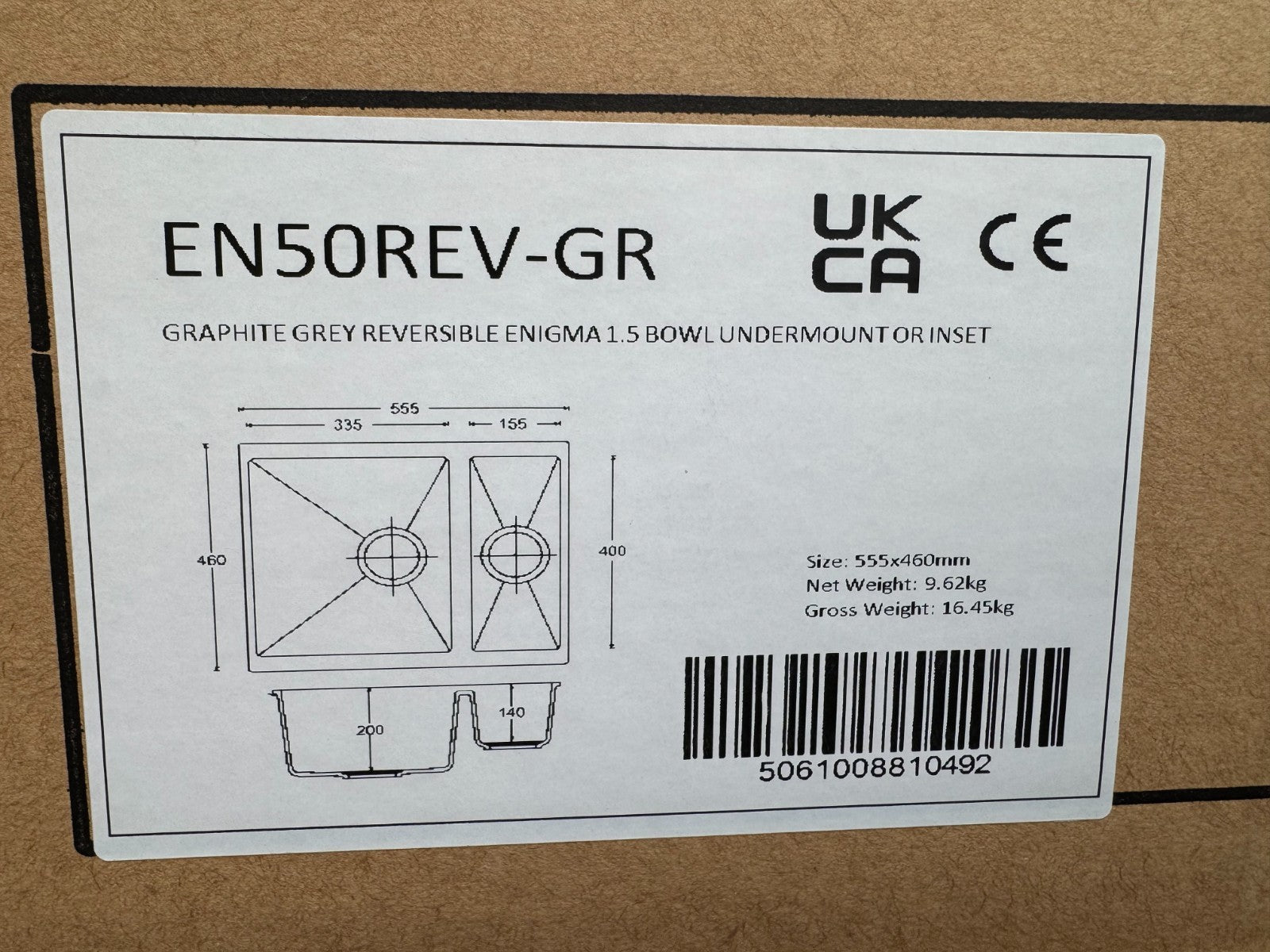 New Grey Double Bowl Kitchen Sink inset or Undermount  AX4321