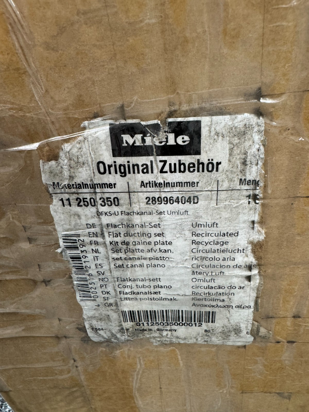 UNUSED Miele DFKS-U Flat Ducting Set For Recirculation Extraction BR4243