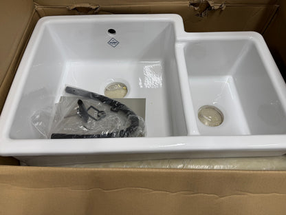 NEW Shaws Of Darwen SCBH760WH Brindle White Kitchen Sink Basin Ceramic BR4254