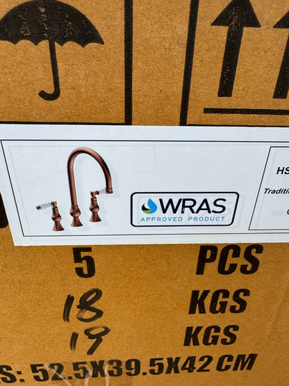 NEW 3 Hole Traditional Copper Kitchen Mixer Victoria plumbing tap factory AX4532