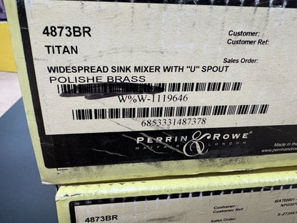 NEW Perrin & Rowe 4873BR Titan 3 hole POLISHED BRASS Kitchen Tap AX4431