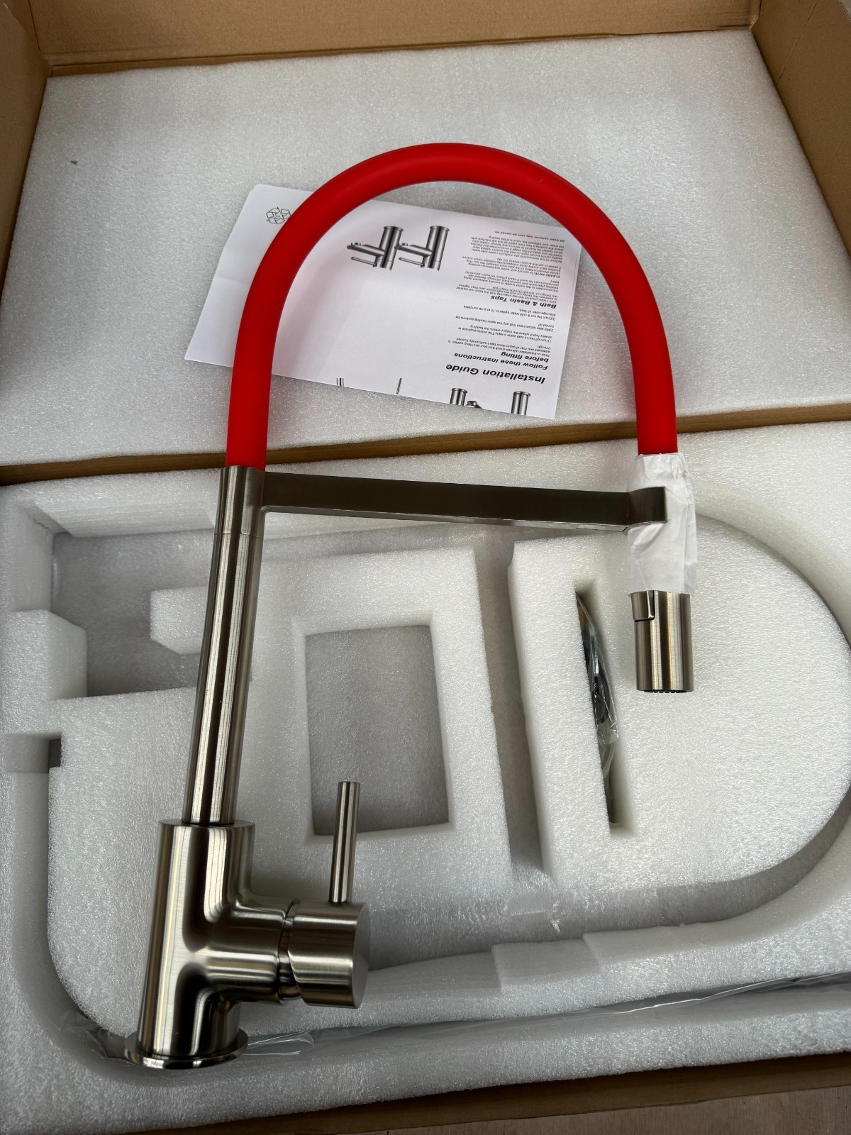 NEW Red Spray Hose pull out Mixer tap Victoria plumbing tap factory Steel AX4547